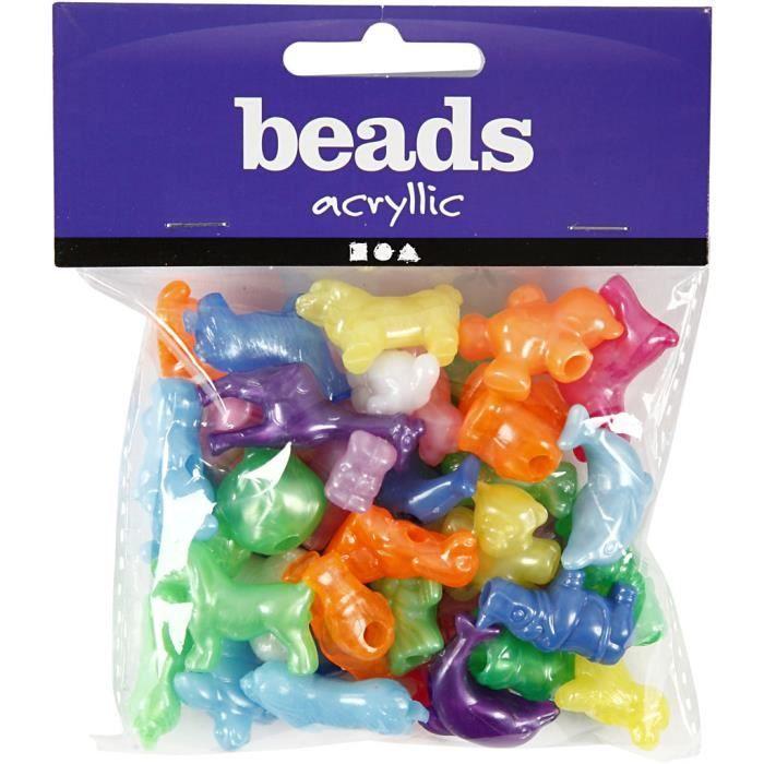 Assortiment de perles en plastique dans une variété de couleurs et formes et avec finition brillante. Réf 618230