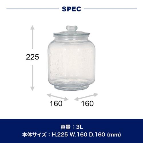 Dulton Glass Cookie Jar, 3L, Clear, 225mm H x 160mm W x 160mm D, CH00-H05-3