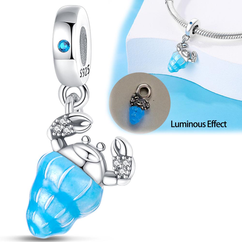Charms Blue Cute Ocean Creature Healing Shell Octopus Style Beads Fit 925 Charms Bracelet Beads Jewelry Gifts for Women