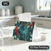 1pc Tissue Box, Watercolor Style Christmas Holly Berries Warm Vibe Pattern, 2D Flat Printing, Crafted with Strong Polyester, Can Be Folded, Tissue Hol