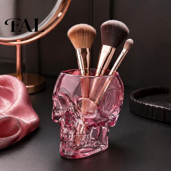 Décoration de bureau Halloween Crâne Gothique Vase Mural, Pot à Fleurs Rose en Résine Translucide, Ornement Transparent Unique, pour Fleurs Sèches Photographie de Maison