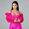 Women's Turn Down Collar Long Sleeve Faux Fur Coat Loose Sexy Cropped Winter Outerwear