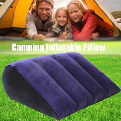 Inflatable PVC Flocking Pillow Wedge Love Pillow Triangle Foldable Master Cushion Labor-saving Sitting Camping Pillow Furniture