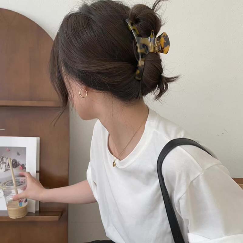 Modische Haarspange aus Acetat, koreanische Haarspangen mit Leopardenmuster für Frauen, große Haarnadel, Haifisch-Clip, Haar-Accessoires für weibliches Temperament