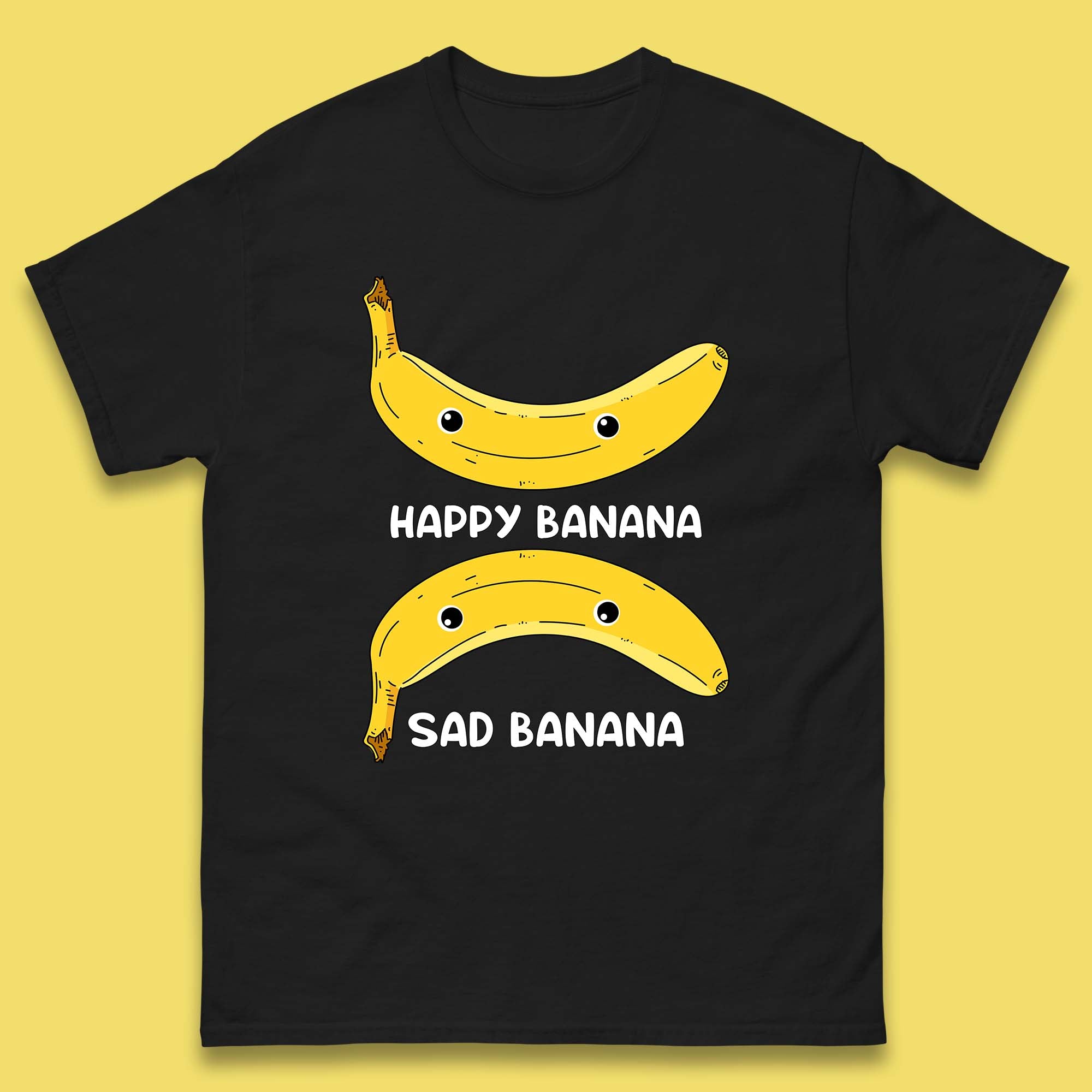 Happy Banana Sad Banana Funny Meme Pun Joke Smiling Face Mens Tee Top S