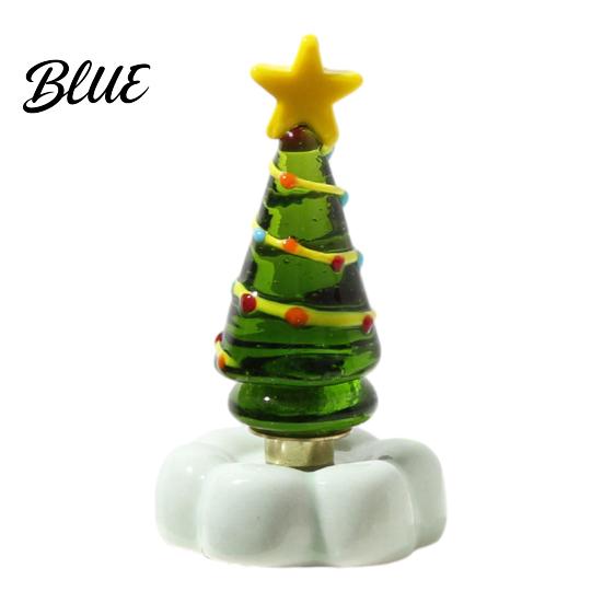 Handmade Glass Crafts Christmas Tree Ornament with Star Top And Colorful Bead Details Handcrafted Holiday Table Decor Desktop Rotating Figurine