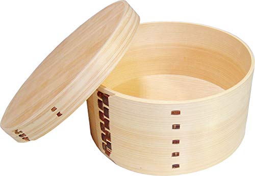 Kiso Kogei Handmade Rice Container with Bent Rings, Made in Japan, Made of Hinoki, Sawara, and Sakura Wood, Holds 3 Cups, Microwave Safe
