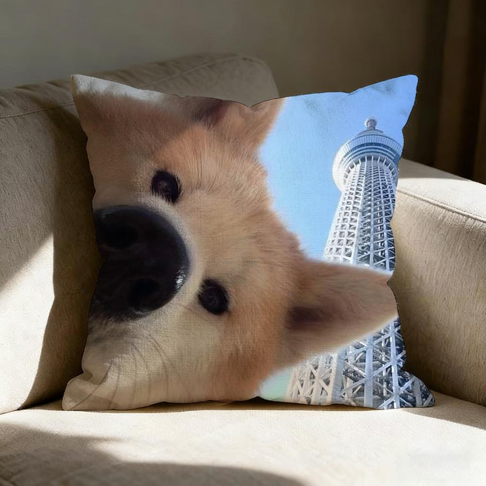 Federa per Cuscino Shiba Inu Carino Copricuscini in Lino Copertura per Divano Soggiorno Panca Patio Pavimento Decorazioni per la Casa in Lino