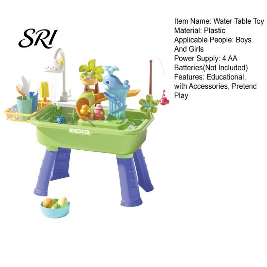 Boys Girls Water Toy Toddlers Sand And Table Toy, with Faucet, Play Food Accessories, Fishing Kitchen Sink Electric Pump for Boys, Activity