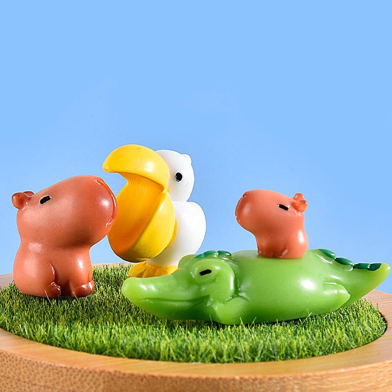 10Pcs Capybara Simulation Animals Model Mini Doll Toy Action Figurine Home Micro Landscape Decoration Kids Gift Desktop Ornament
