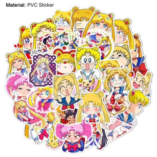 50Pcs Graffiti Stickers Anime Naruto Sailor Moon Printing Easy To Apply Waterproof Cartoon DIY Stickers Luggage Decoration for Diary