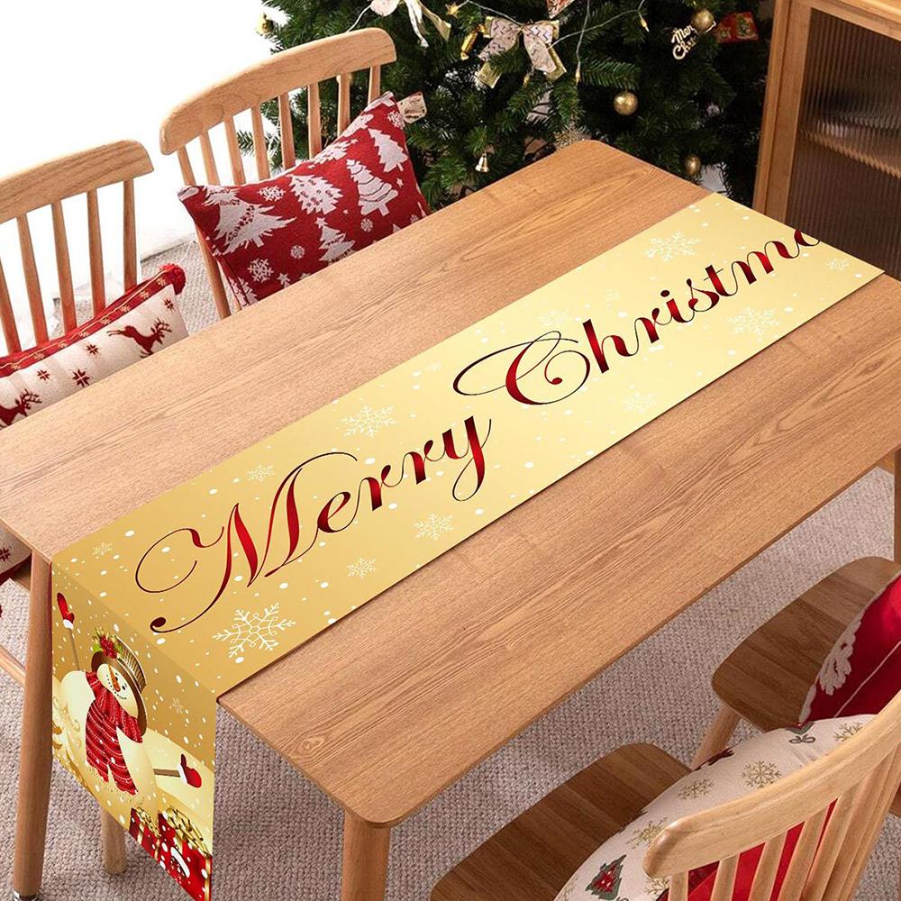 Runtown 1 Stück Gold Haus Weihnachten Froher Schneemann Tischdecke Weihnachtsdekoration 2026 Frohes Neues Jahr Dekoration 2026 Weihnachtsgeschenk