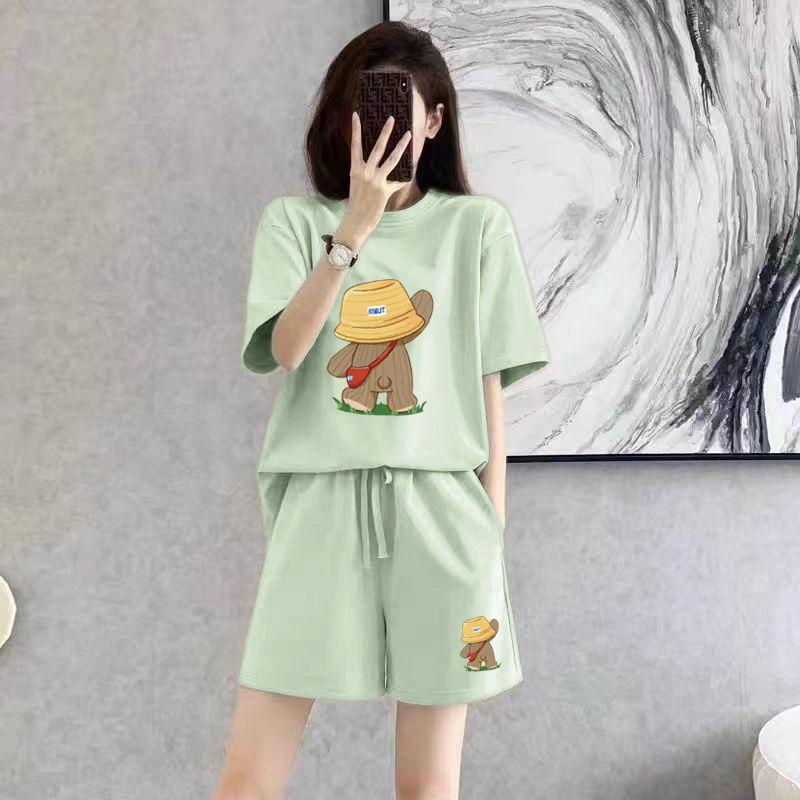 Damen Plus Size 2-teiliges Set Sommer Lässig Mode Kurzarm Shorts Set Reine Baumwolle Locker Sport Zweiteiler