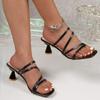 Fashion Summer New Plus Size Sandals Solid Color Outside Wear Versatile Square Toe Fashion Slender Strap Stiletto Cool Mopping