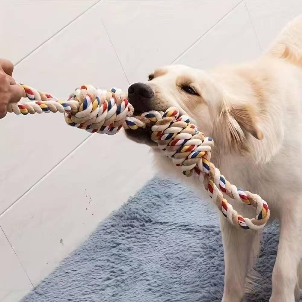 Dog Rope Toys Dental Chew Rope for Dogs Durable Puppy Teething Relief Toys Cotton Interactive Tug of War Rope Multi-Knot Bundle