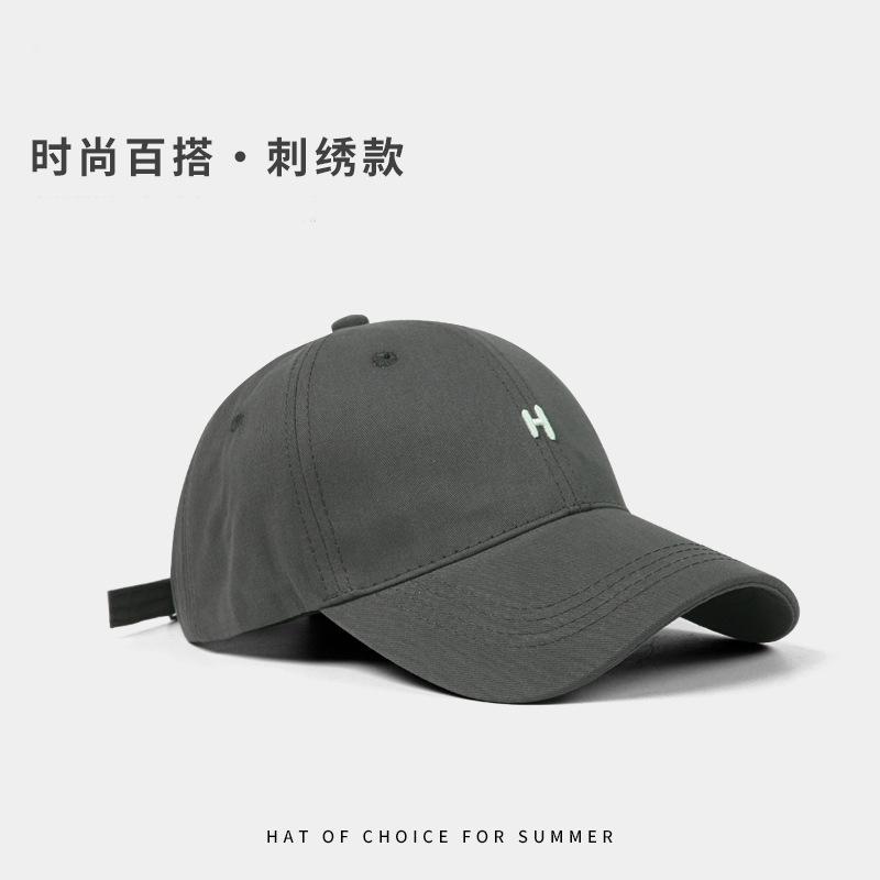 

Embroidery baseball cap, big head circumference, wide brim, deep top, pure cotton, breathable and comfortable, women s peaked cap, men Adjustable серый