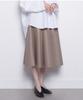 A Bon Women Faux Leather Pleated A Skirt Beige