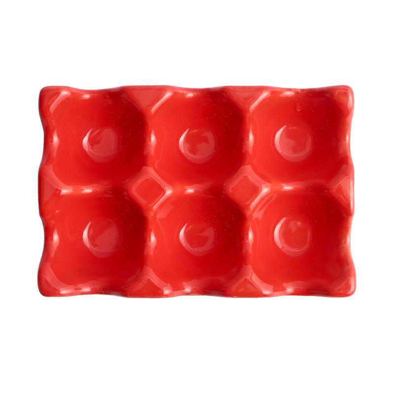Six-compartment Egg Storage Tray Rectangular Ceramic Grid Egg Storage Oven Mold Refrigerator Storage Container Kitchen Utensils