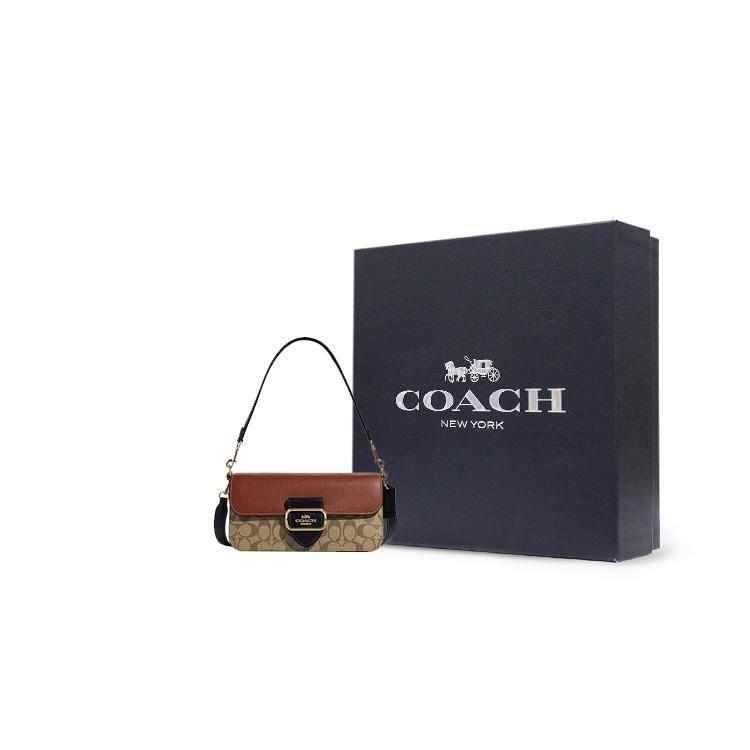 Coach Bolso bandolera portátil de piel de vaca, bolso de hombro grande para mujer, color caqui marrón (Unisexo) Bolsos de Hombro CE560 IME7V
