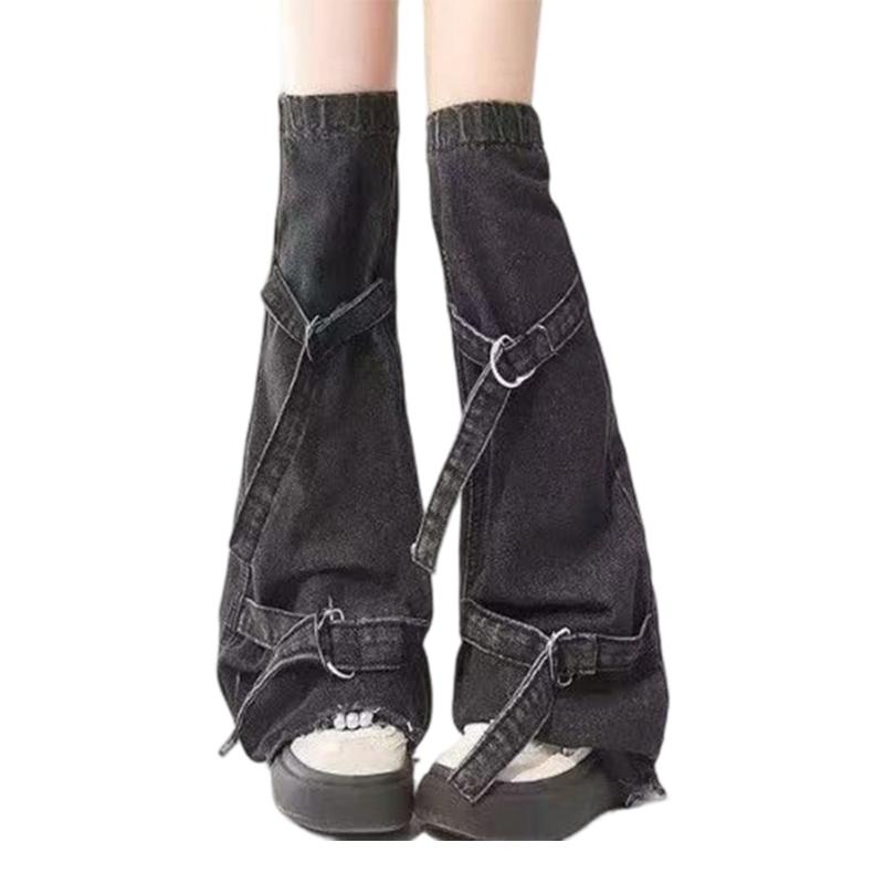 Meias Lolitas Longas para Pernas Femininas Polainas Largas Harajuku Punk Jeans Meias de Bota Moda Meias para Tornozelo Presentes