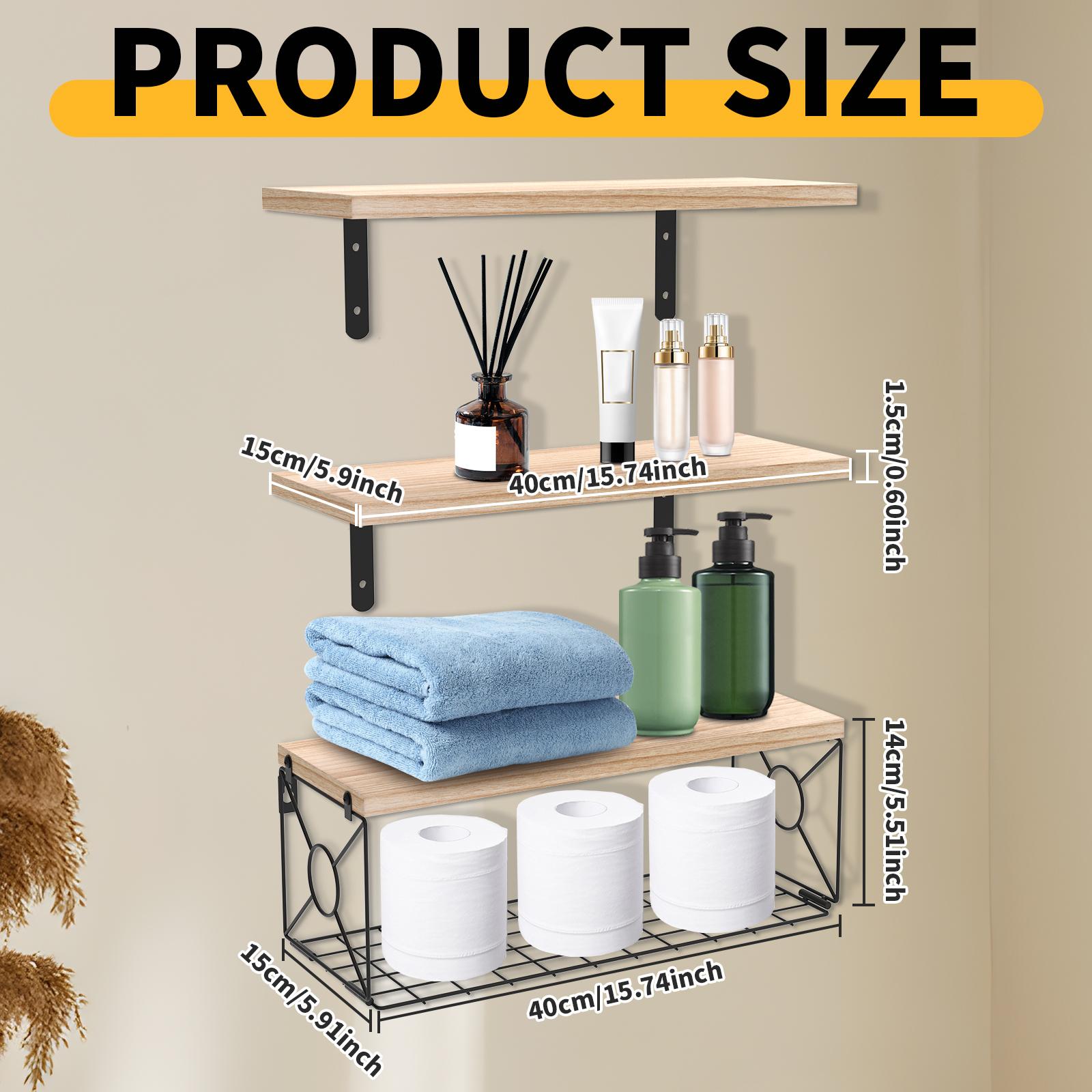 

Floating Wall Shelf Metal Organizer Cart with Storage Basket Metal Bracket High Capacity Storage Shelf Easy Organizers Chest 15.7x 5.9x0.6 inch
