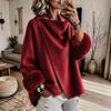 Women's Short Loose Fit Double-Faced Wool Coat with -Trim Cuffs, Color, European