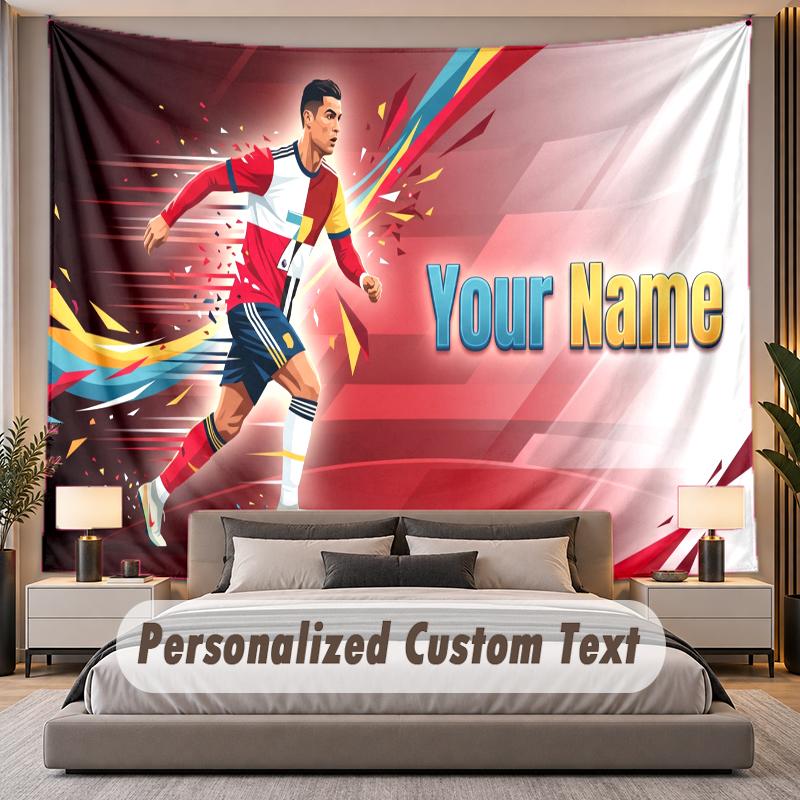 Custom Name Text Tapestry Cristiano Ronaldo Personalized Polyester Wall Tapestry For Bedroom And Room