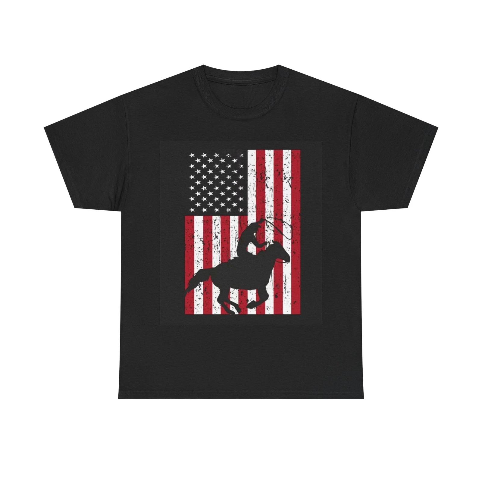 Men s and Women s T-shirts American Flag Cowboy XXL