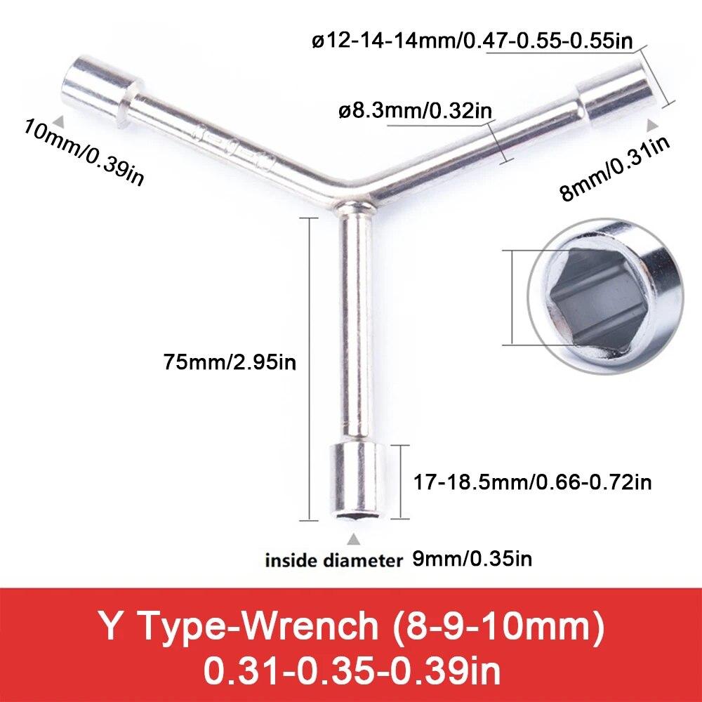8 10 12mm High Quality Y Type Socket Wrench Bicycle Bike Y Wrench Sockets Multi-Standard Chrome Vanadium Steel Socket Wrench Set