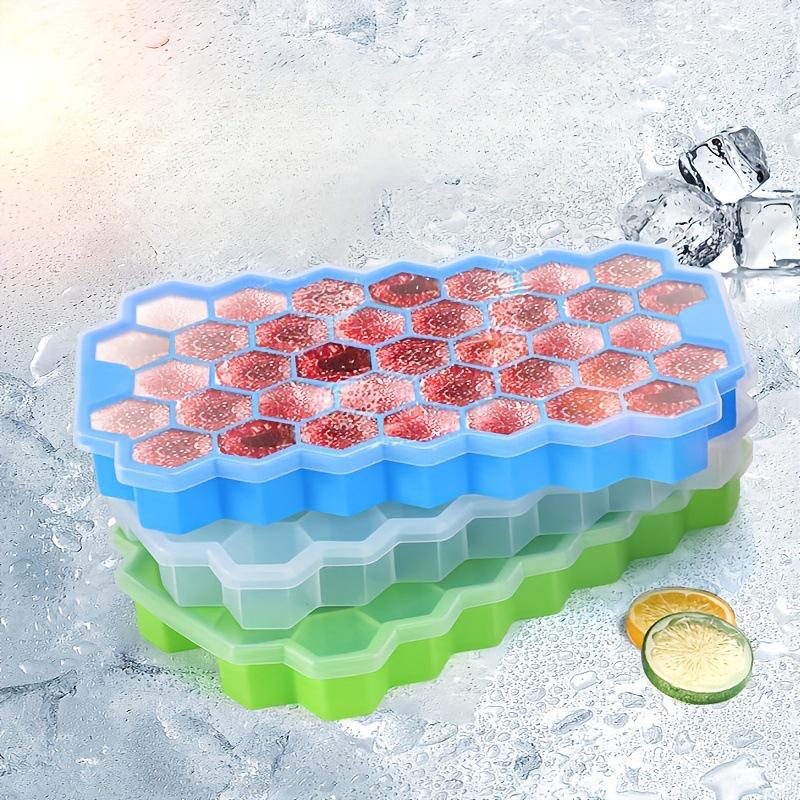 Silicone Honeycomb Ice Cube Mold with Lid, 37-Grid, Stackable, Food-Grade DIY Tray