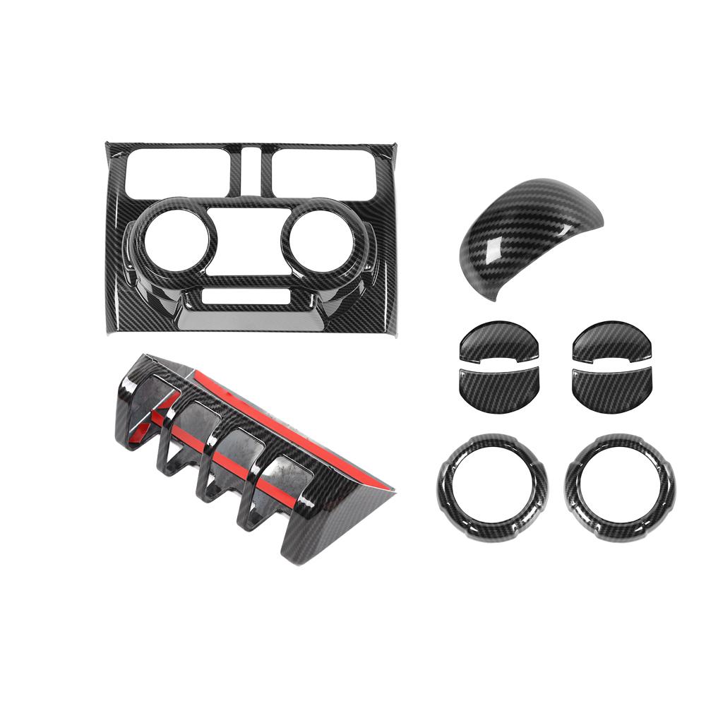 

Автомобильный головной убор, переключатель подъема окна, ручная панель управления кондиционером, воздуховыпускное отверстие для Suzuki Jimny 2019 UP, аксессуары для интерьера из углеродного волокна set