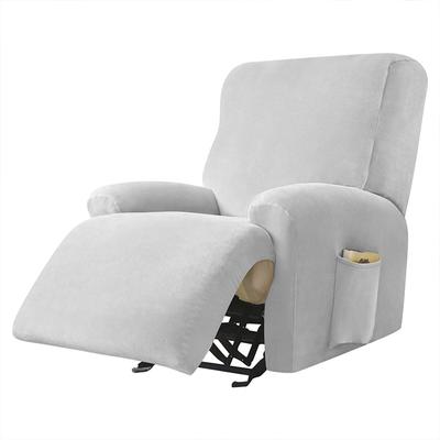 Cover For Relax Armchair With Extendable Footrest (4 Parts), Velvet, Light Gray