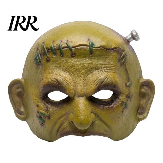 Realistic Creepy Halloween Facepiece Cosplay Masque for Adults Men Women, Authentic Retro Horror Atmosphere Green Half Face Party Distressed