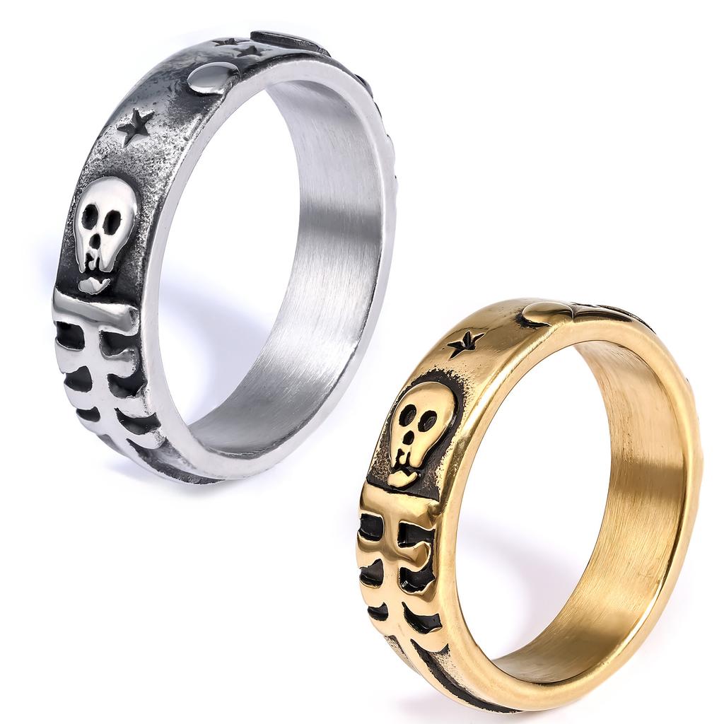 Personalized Stainless Steel Personalized Skull Trendy Man Retro Star Men'S Ring New Punk Style
