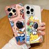 Cartoon Astronaut Print Card Slot Phone Case For iPhone 17e 17 Pro Max 16 15 14 13 Pro Max 16e 11 Clear Soft Silicone TPU Cover