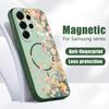 Magnetic For Magsafe Case For Samsung Galaxy S26 Ultra S25 Edge S24 Plus S23 FE S22 A17 A54 A55 A56 A57 5G Cherry Rose Flowers Pattern Cover