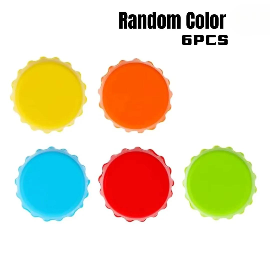 

6Pcs Reusable Silicone Bottle Cap Random Sealed Beer Caps Vinegar Soy Corktail Lid Wine Protective Stopper Bar Accessories