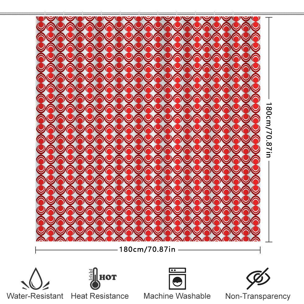 Red White Circular Pattern Shower Curtain Modern Home Bathroom Decor For Kids Bathrooms