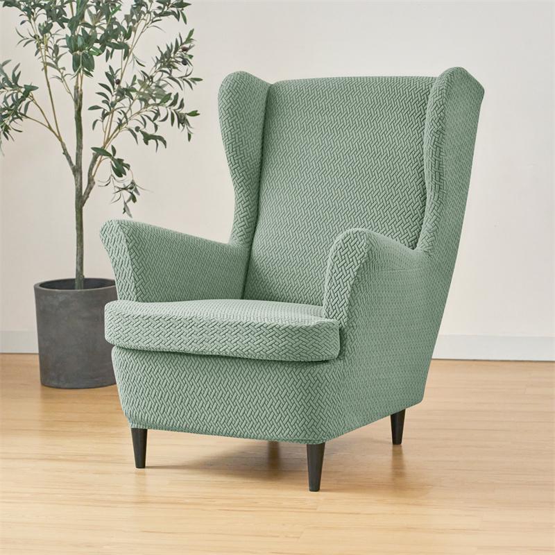 Stretch Wingback Chair Covers Jacquard Armchair Slipcovers Wing Chair Cover with Seat Cushion Case Sofa Cover for Living Room