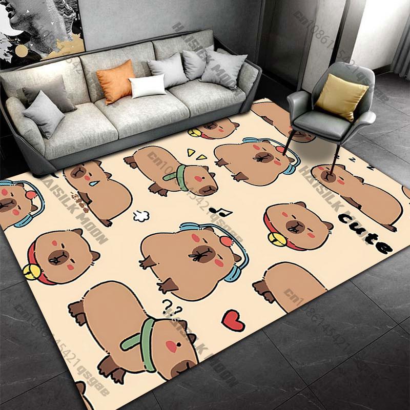 Cute Capybaras with Expressions Carpet Yoga Living Room Room Decor Children's Crawling Mat Doormat Area Rug Games Mat