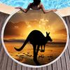 Kangaroo Round Beach Towel with Tassels, Microfiber Quick Dry Beach Blanket Sand Free Quick Dry Yoga Mat Circle Swim Pool Towel