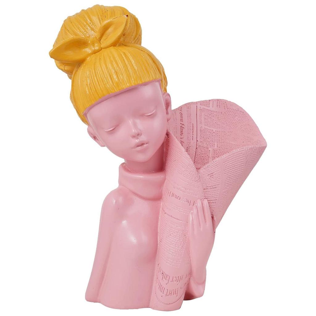 Angel Girl Fantasy Showpiece for Home Decor | Winged Fairy Statue for Shelves | Resin, Pink, 10 X 7 Cm