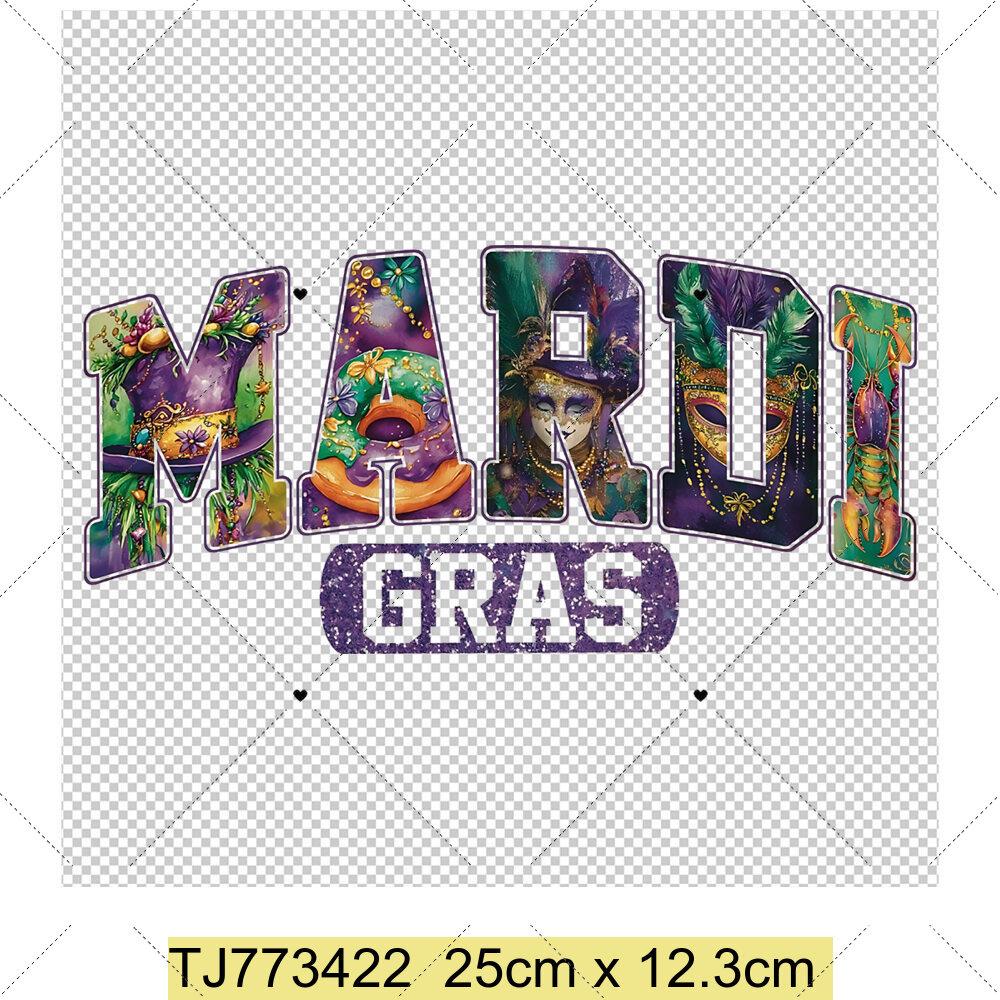

Happy Mardi Gras Afro Queen DTF Printing Designs Thermo Iron on Decals Heat Transfers Stickers for DIY Hoodies Shirts