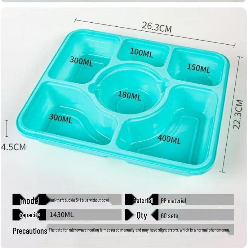 Custom Multi-Compartment Disposable Food Containers - 4, 5, or More Compartments - Takeaway Bento Fast Food Boxes, Rectangular Lunch Boxes