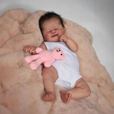 19 Inch Reborn Babies Doll Alisha Soft Cloth Body Simulation Doll with Closed Eyes Smile Face Real Looking Newborn Dolls for Kids Birthday Xmas Gift