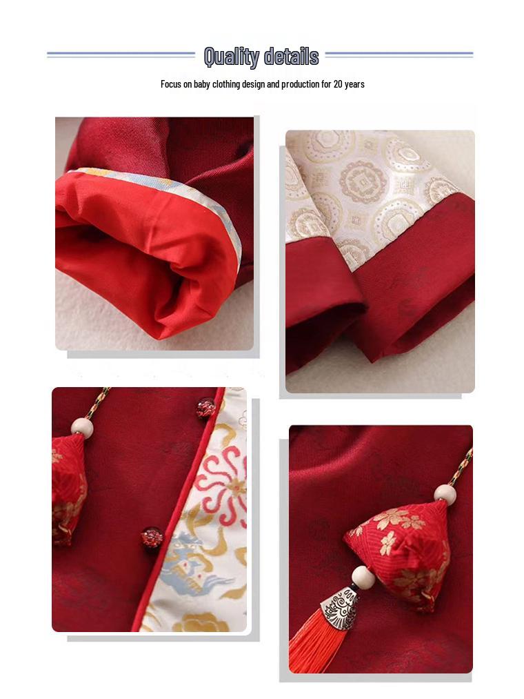 Boys' Hanfu Set 2025 - Festive Baby Tang Suit for First Birthday