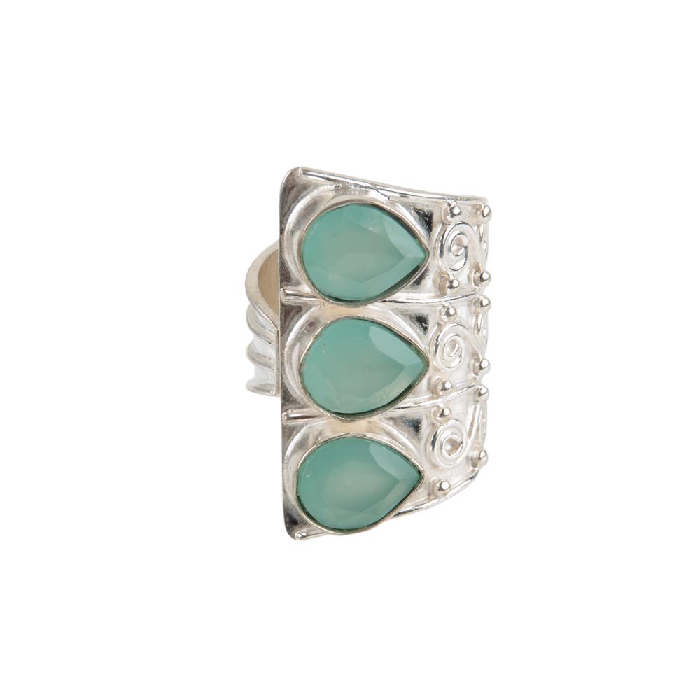 Aqua Chalcedony  Gemstone 925 Sterling Silver Jewelry Handcrafted Designer Ring RR-20-14