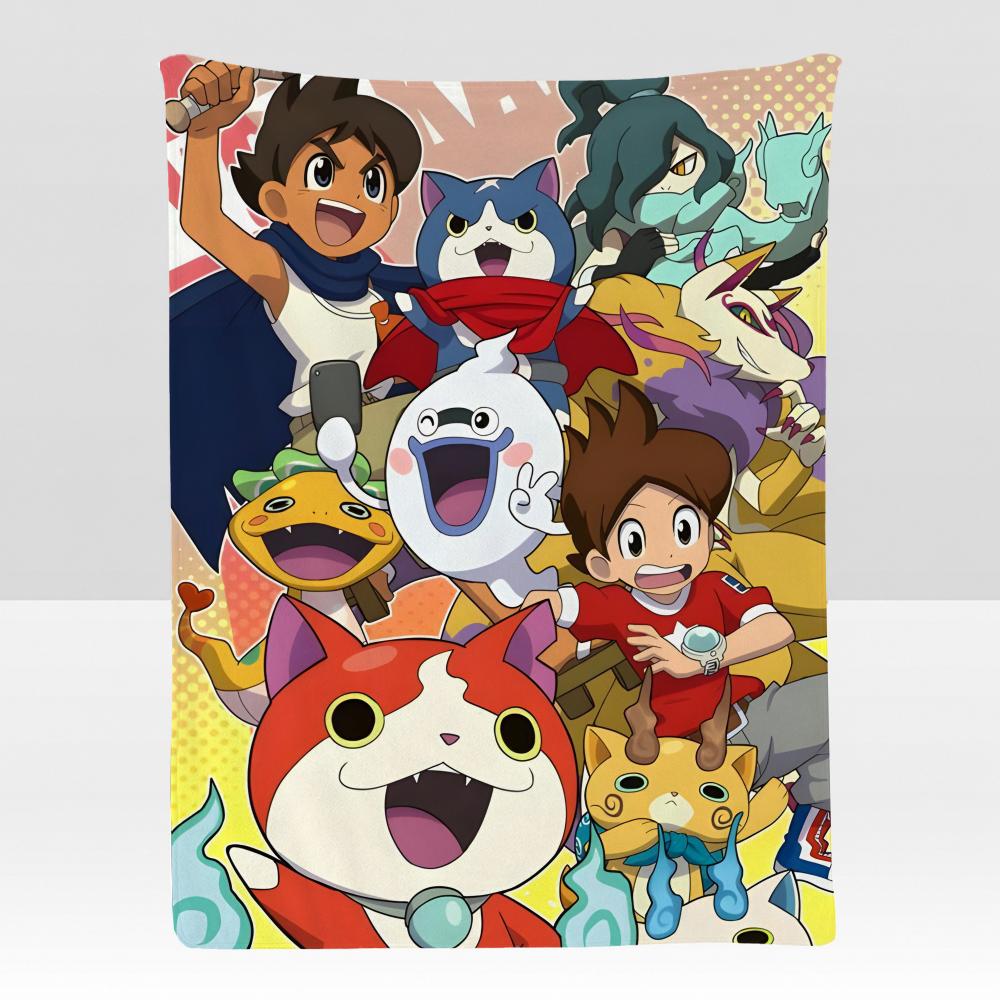 anime YKai WWatch Throw Soft Flannel Blanket for Bed Bedroom Sofa Picnic Throw Skinfriendly Breathable Gift Cover