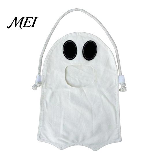 Trick or Treat Bucket Halloween Ghost Candy Bag for Kids, Cute Fabric Party Favor Sack Tote with Handle, Spooky Snack Goodie Bags Supplies Storage