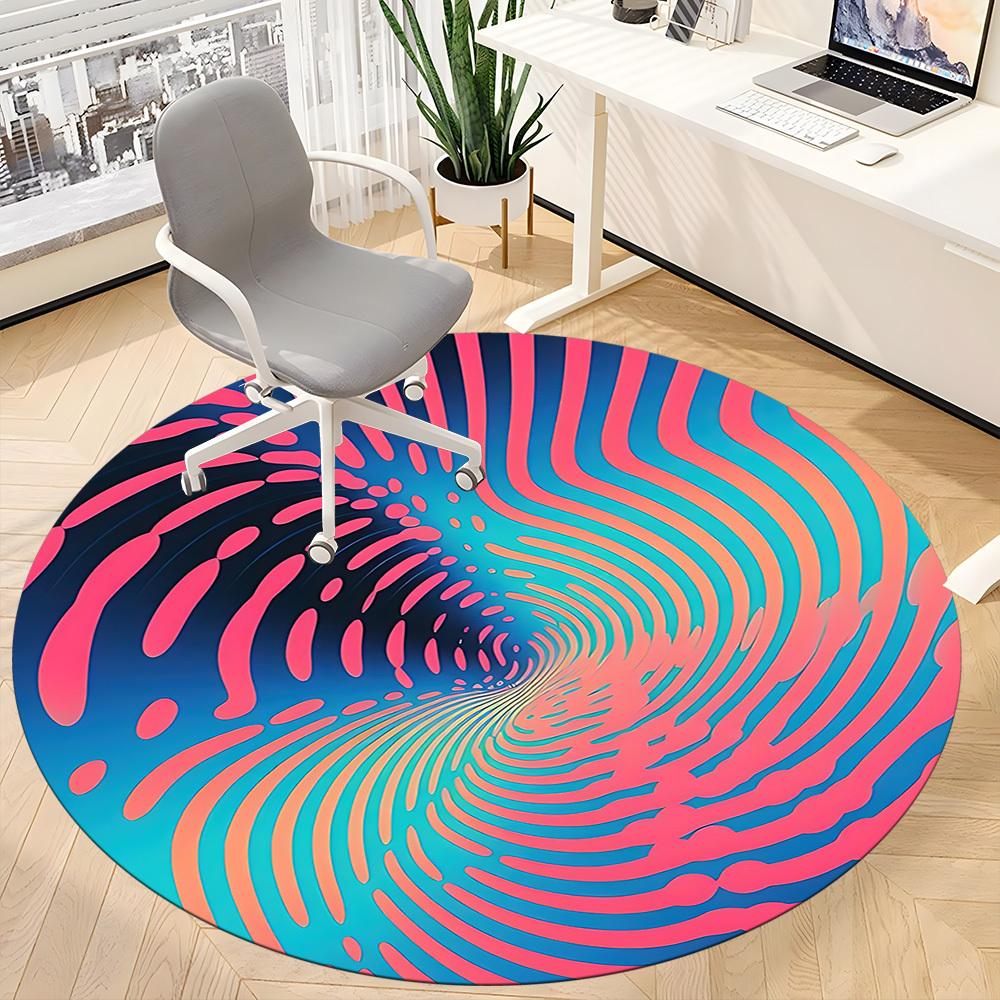 1pc Vortex Waves Office Round Area Rug,  Mat Suitable ForOffice, Under Office Chairs Bedroom Living Room Home Decor, Room Deco